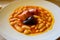 Fabada asturiana, AsturianÂ beanÂ stew, Spain, hot and heavy dish served with ciderÂ or aÂ red wine, made withÂ fabes de